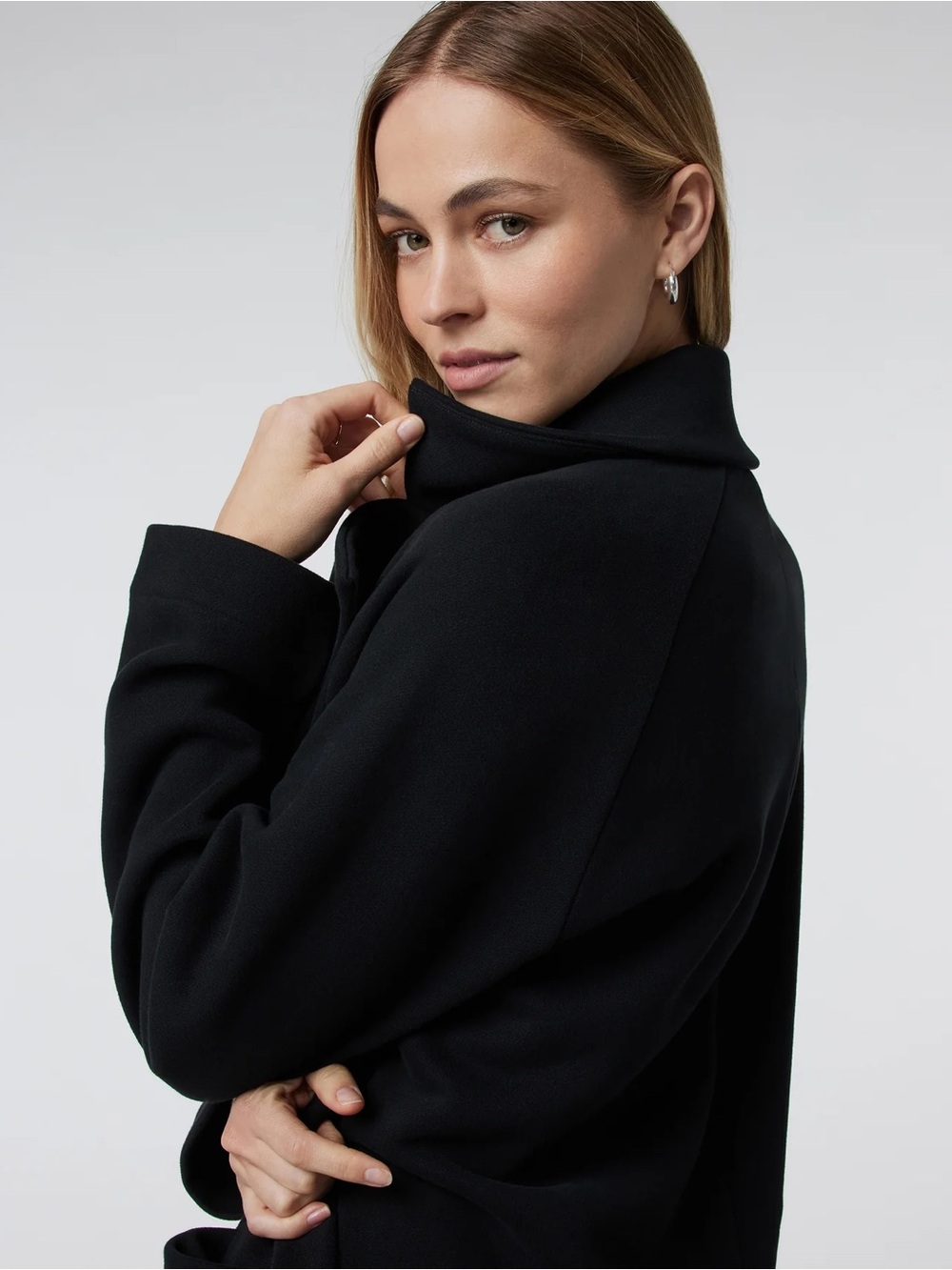 Vuori Long Black Trench Coat - Picture 2 of 6